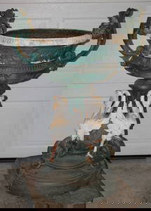 Fabulous Antique 43" 3 Piece Fiske Style Double Handle Urn