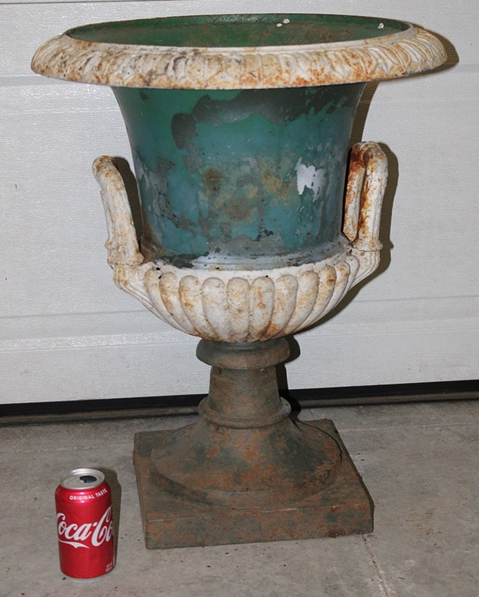 Antique Double Handled Cast Iron Urn 24" Tall (1 of 4)