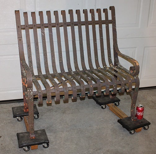 Antique Strap Work Wrought Iron Bench With S-Scroll Arms (1 of 4)