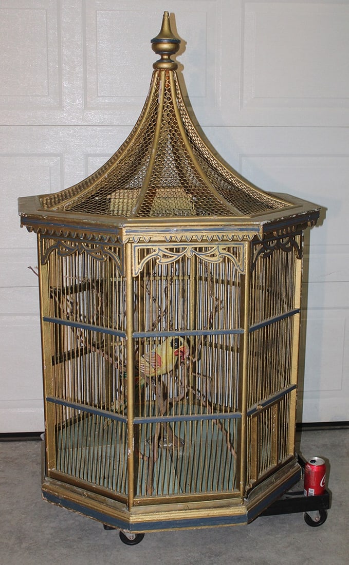 Awesome Huge Antique Bird Cage Octagon (1 of 8)