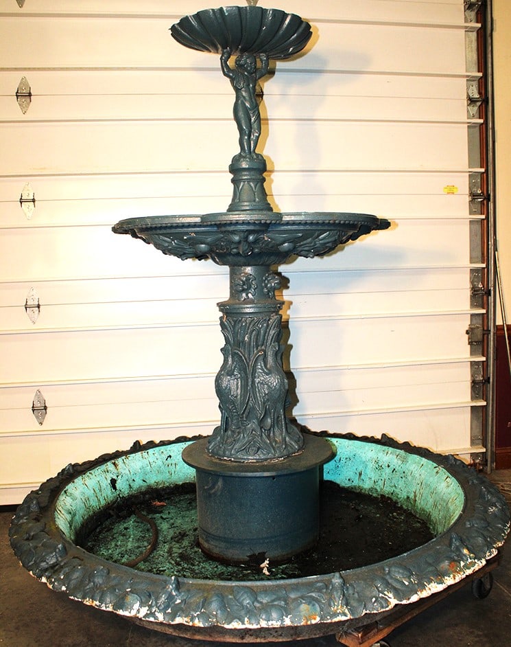 Awesome 6' Antique Fiske Fountain With Frogs And Egrets (1 of 8)