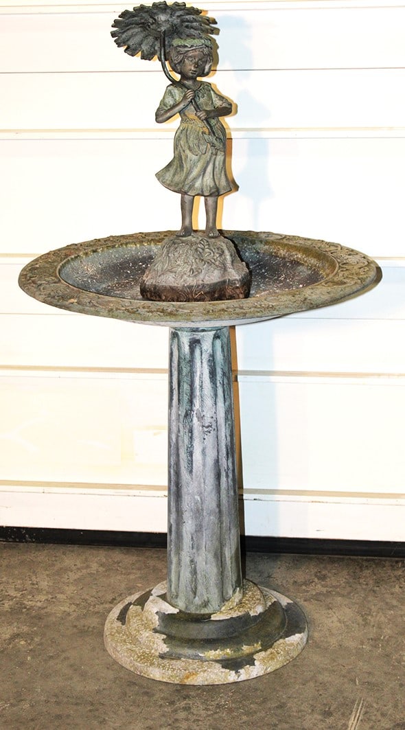 Super Zinc 51" 2 Piece Fountain With A Young Girl With A Flower Umbrella (1 of 6)