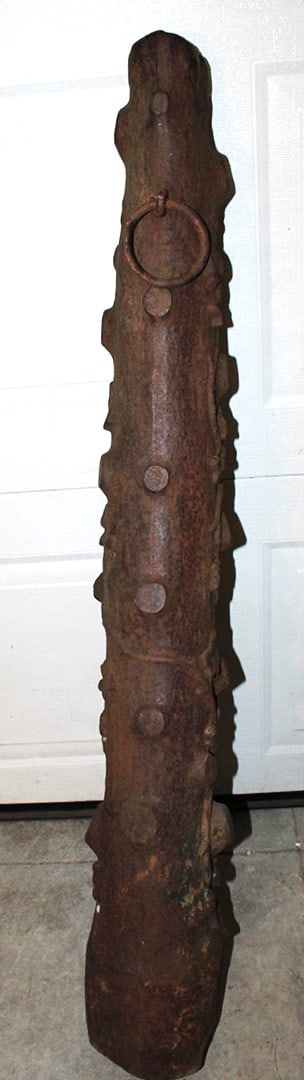 Heavy 19Th C. Tree Trunk With Grape Vine Hitching Post (1 of 6)