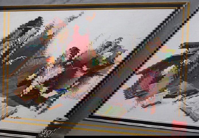 Signed August Bleser Gouache On Board "Meeting In The Library" (1 of 4)