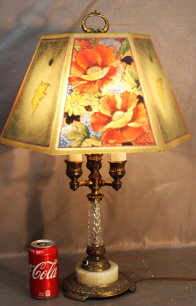 Exceptional Signed Pairpoint Reversed Painted Directoire Table Lamp (1 of 8)