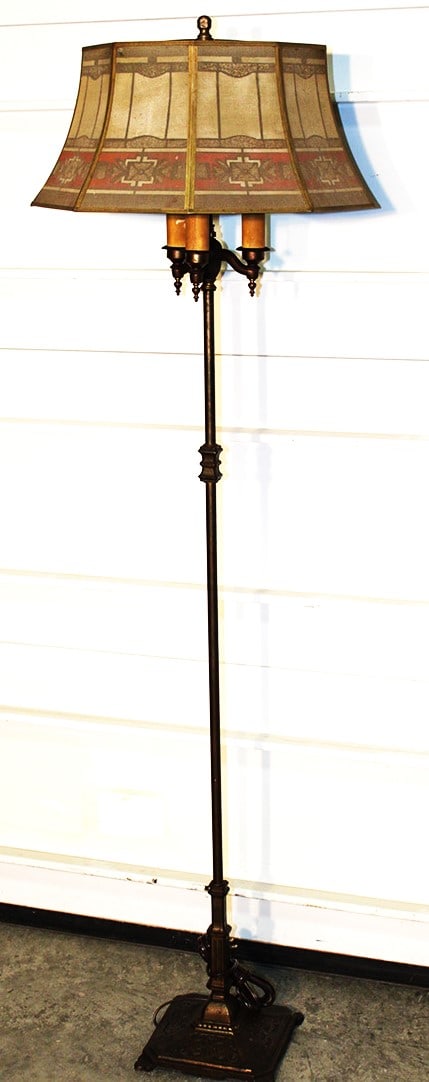 Wonderful Signed Rembrandt Pole Lamp With Original Decorated Mesh Shade (1 of 5)