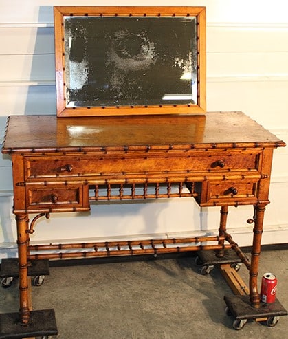 American Victorian Horner Faux Bamboo Vanity With Mirror (1 of 5)