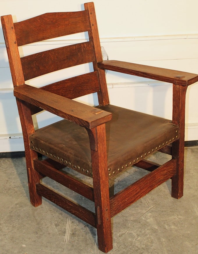 Mission Oak Arm Chair Stickley Style Pinned And Mortis Construction (1 of 4)