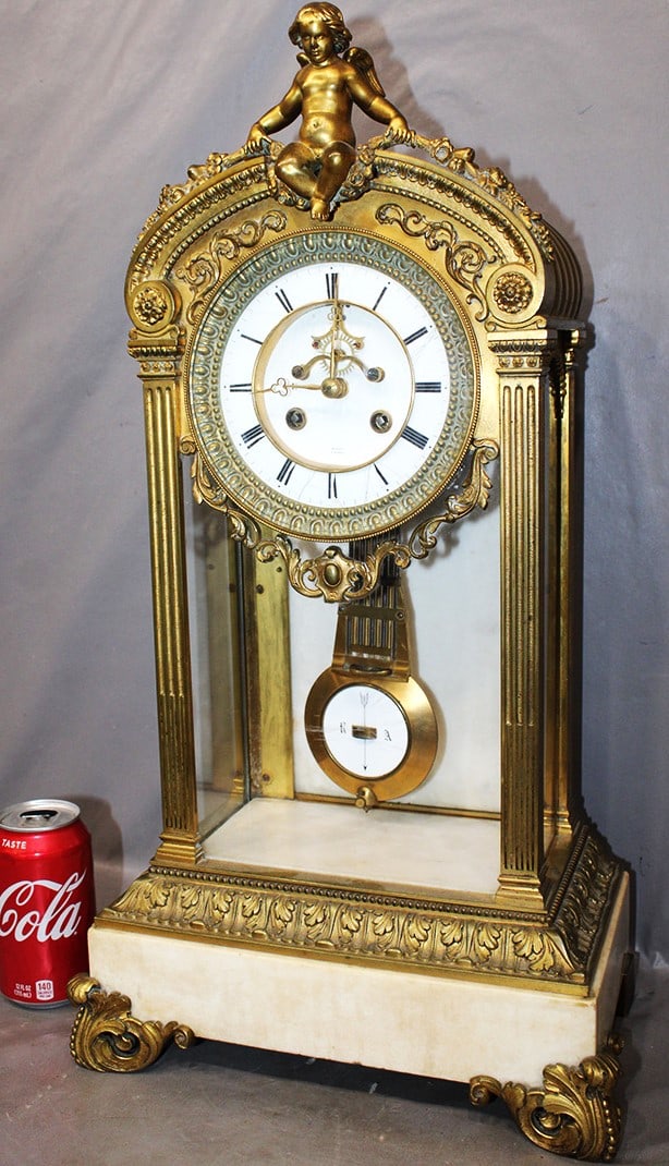 Large 23" French Marble And Bronze Mantel Clock By Moser A Paris (1 of 11)