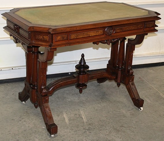 Clean  Victorian Burled Walnut Library Table (1 of 5)