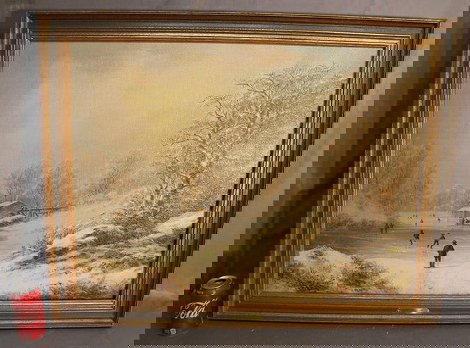 Fabulous Oil On Canvas Attr. To Joseph Morviller (Skating On The Lake) (1 of 8)