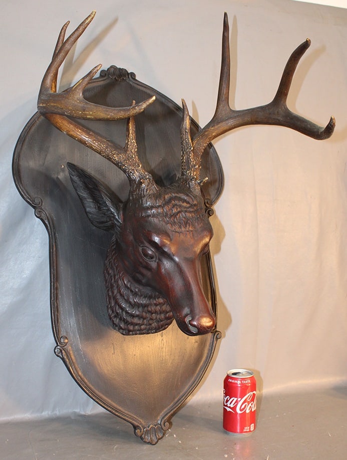 Awesome Victorian Walnut Life Size Deer Head (1 of 4)