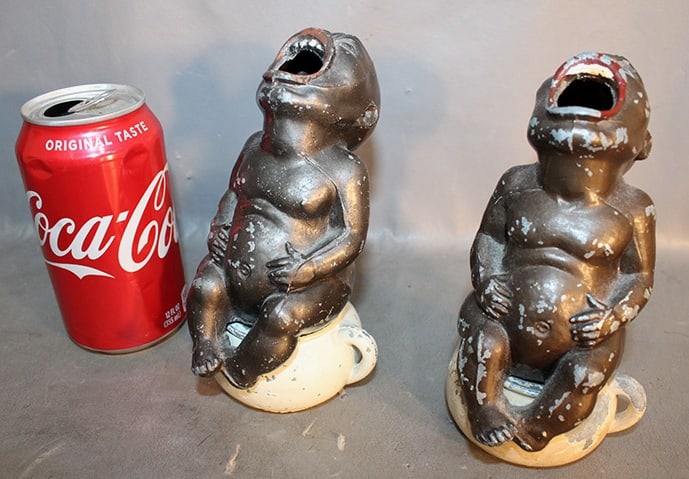 Pair Of Early Black Americana Baby Ashtrays (1 of 4)