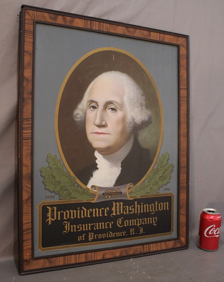 Clean Original Providence Washington Ins. Ad Tin Lithograph Sign (Antique) (1 of 5)