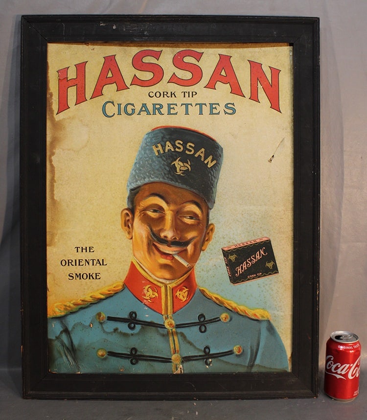 Rare Original Hassan Cork Tip Cigarette Poster (1 of 4)