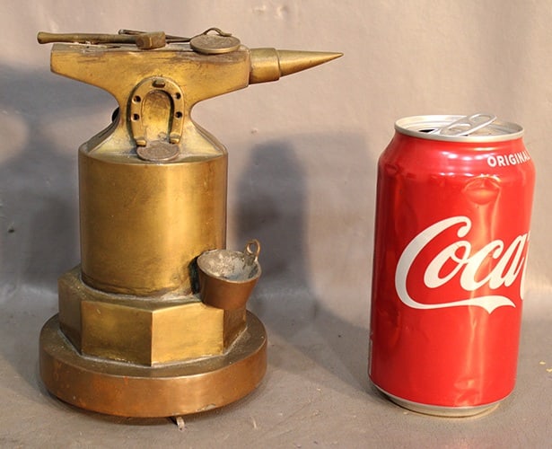 Unusual Solid Brass Vintage Still Bank With Anvil (1 of 4)