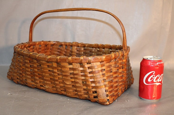 Early Basket Marked A. Whitney (Shirley Shakers): Early basket marked A. Whitney (Shirley Shakers). Shirley Mass, original patina and color in nice condition. 17" wide, 11" tall, 12" deep.