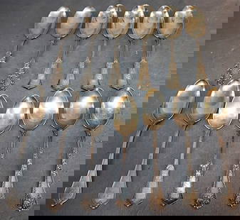 13 Large Sterling Silver Serving Spoons 22.88 Ozt: 13 large sterling silver serving spoons 22.88 ozt.