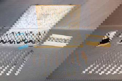 Group Of Mostly Sterling Accessories: Group of mostly sterling accessories. Fancy spoons in the bigger box is not marked (might not be sterling, 3 are replaced).