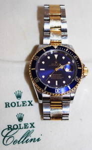 Estate Fresh Rolex Submariner Blue Face 18K And SS Watch (Working)