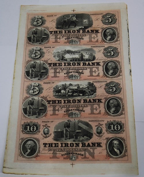 Uncut Falls Village "The Iron Bank" Bank Notes (1 of 3)