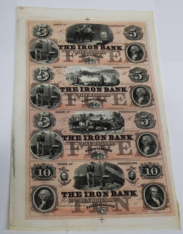 Uncut Falls Village "The Iron Bank" Bank Notes (1 of 3)