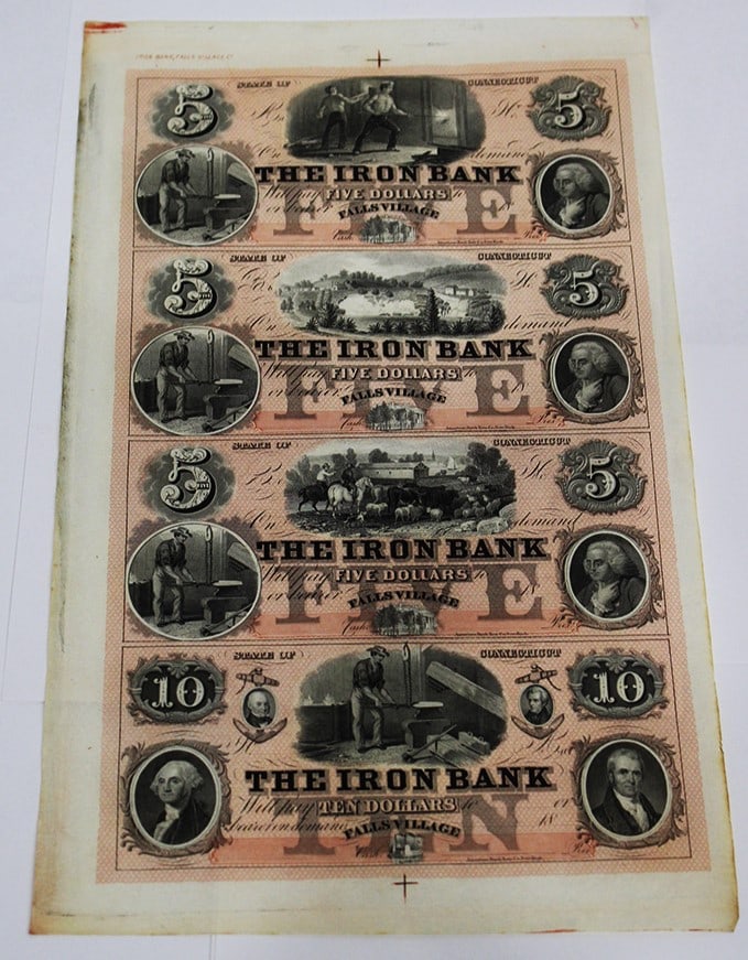 Uncut Falls Village "The Iron Bank" Bank Notes (1 of 3)