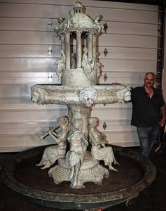 Monumental Solid Bronze 8' Musical Ladies Dome Fountain And Underbowl (Great Patina)