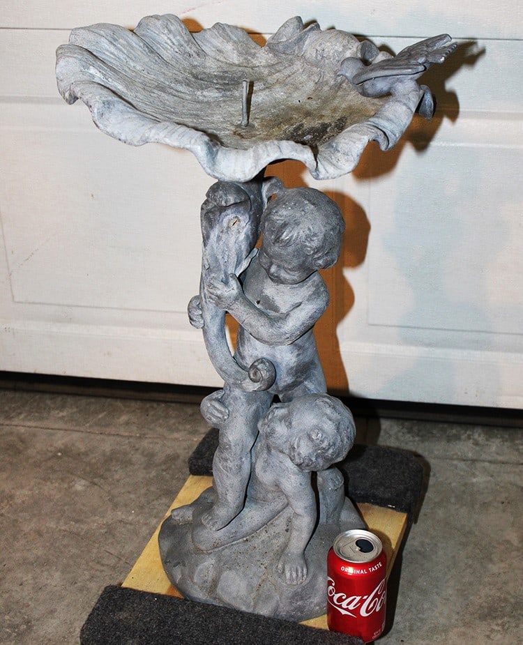 Super Vintage Fountain With Children Holding A Shell And Bird (1 of 5)