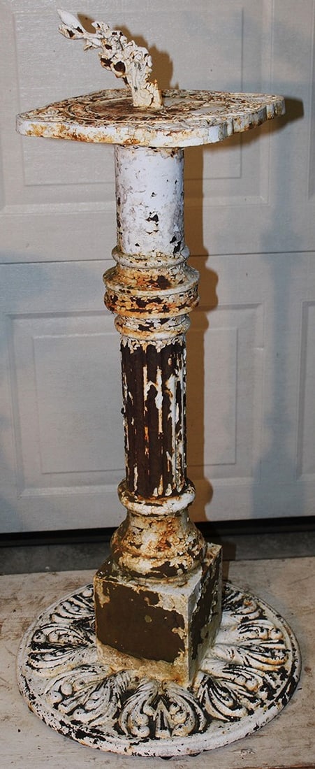 Large Heavy Cast Iron Sundial With Reeded Columns (1 of 5)