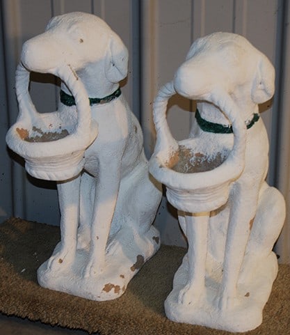 Pair Of Poured Concrete Dogs With Baskets (1 of 4)