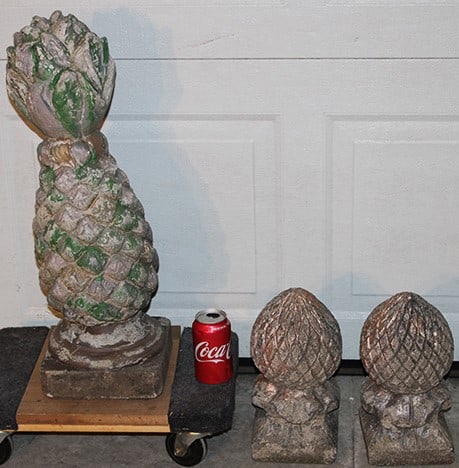 3 Vintage Poured Concrete Garden Pineapple (1 of 4)