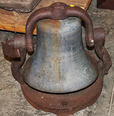 Large Early Solid Bronze Railroad Bell With Iron Bracket (1 of 3)