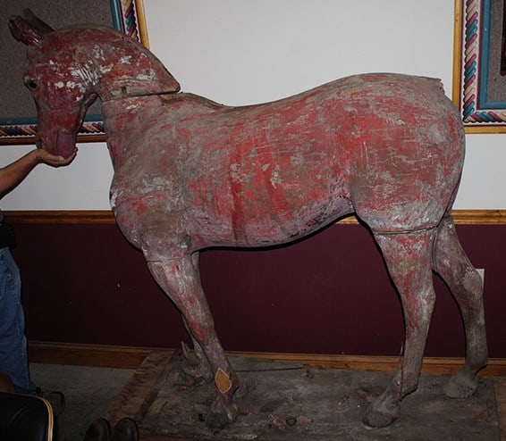 Incredible Hand Carved 19Th C. Full Bodied Horse In Original Red (1 of 10)