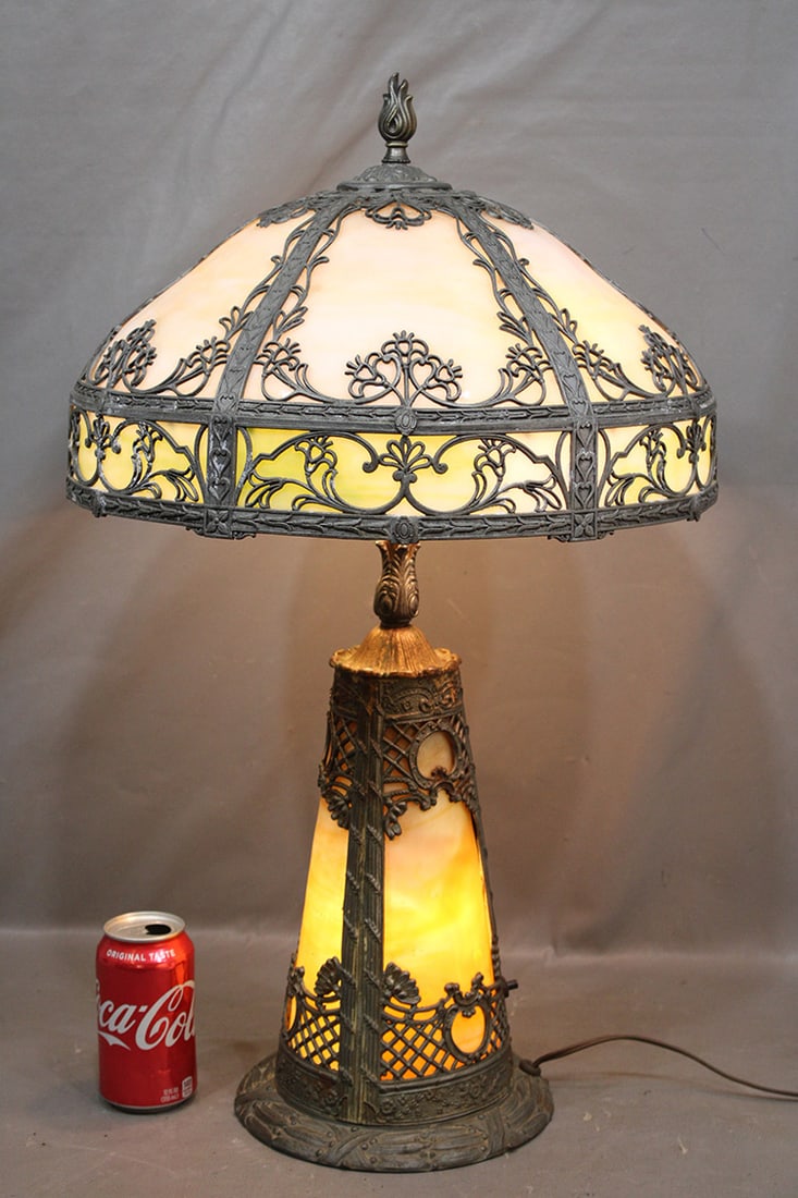 Nice Multicolored Slag Glass Lamp With Light Up Base (1 of 4)