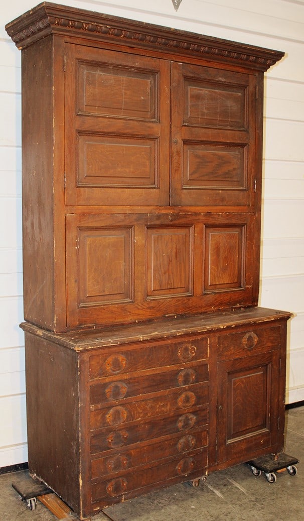 19Th C. Grain Painted Country Cupboard Desk (1 of 6)