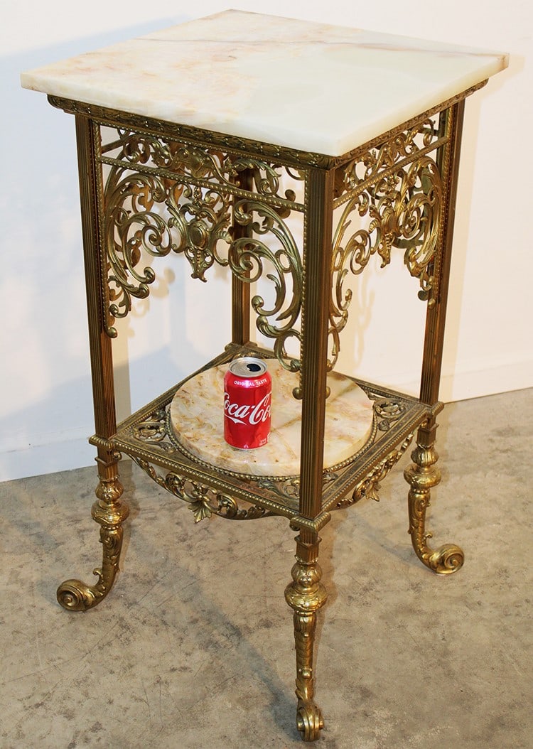 One Of The Nicest Large Brass And Onyx Plant Stands (1 of 5)