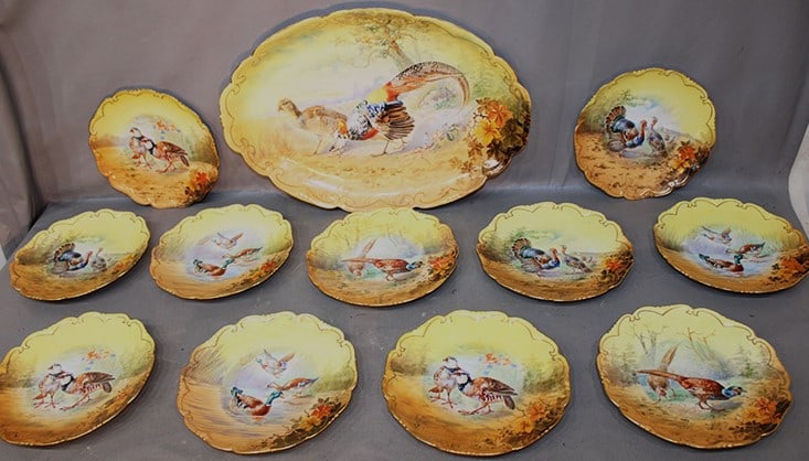 Spectacular Artist Signed Hand Painted Vienna Austria Game Bird Set (1 of 7)