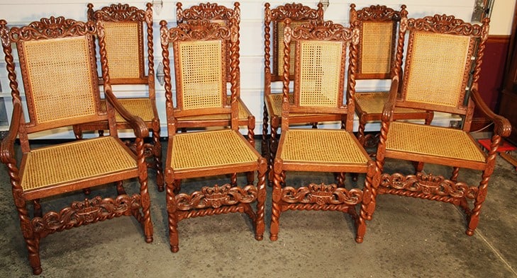 Great Set Of 8 Antique Oak Rope Twist Chairs With Carved Crowns (1 of 6)