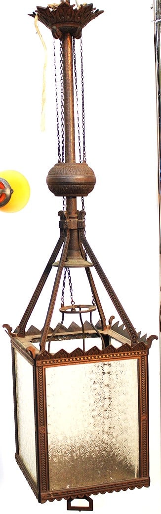 19Th C. Aesthetic Pull Down Iron Hall Light (1 of 6)