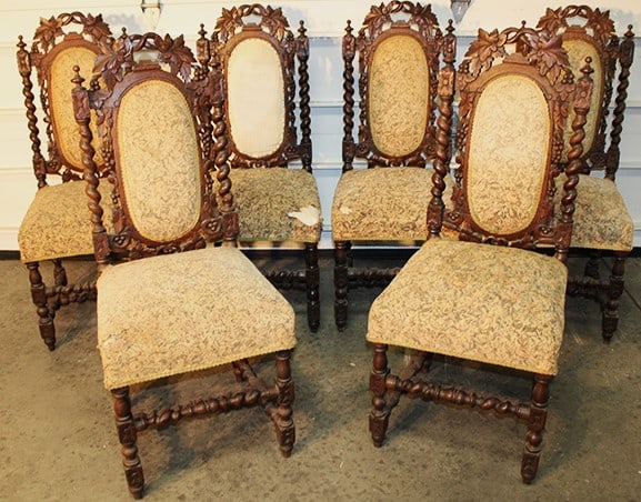Set Of 6 Victorian Oak Grape Carved Chairs With Rope Twist All Around (1 of 5)