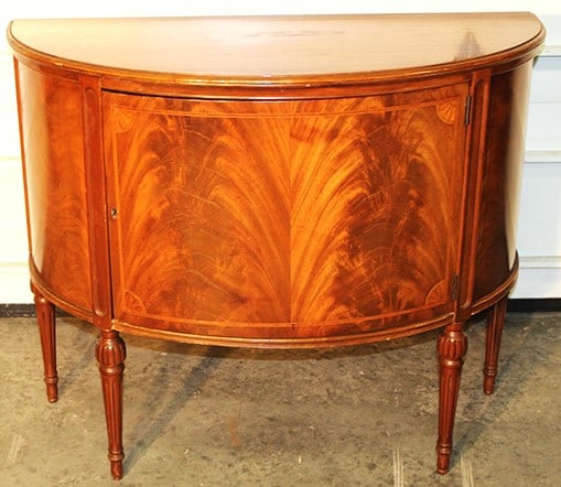 Inlaid Mahogany Demilune With Book Match Veneers (1 of 4)