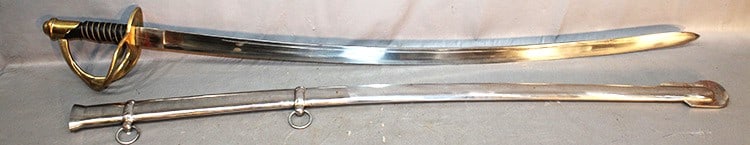 Repro Civil War Style Cavalry Sword: Repro Civil War style cavalry sword. Very heavy, nice look but not antique. 40" long.