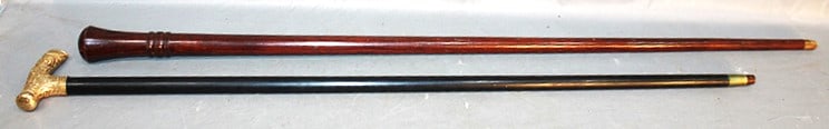 2 Antique Canes (1) Gold Top, (1) Solid Mahogany (1 of 4)