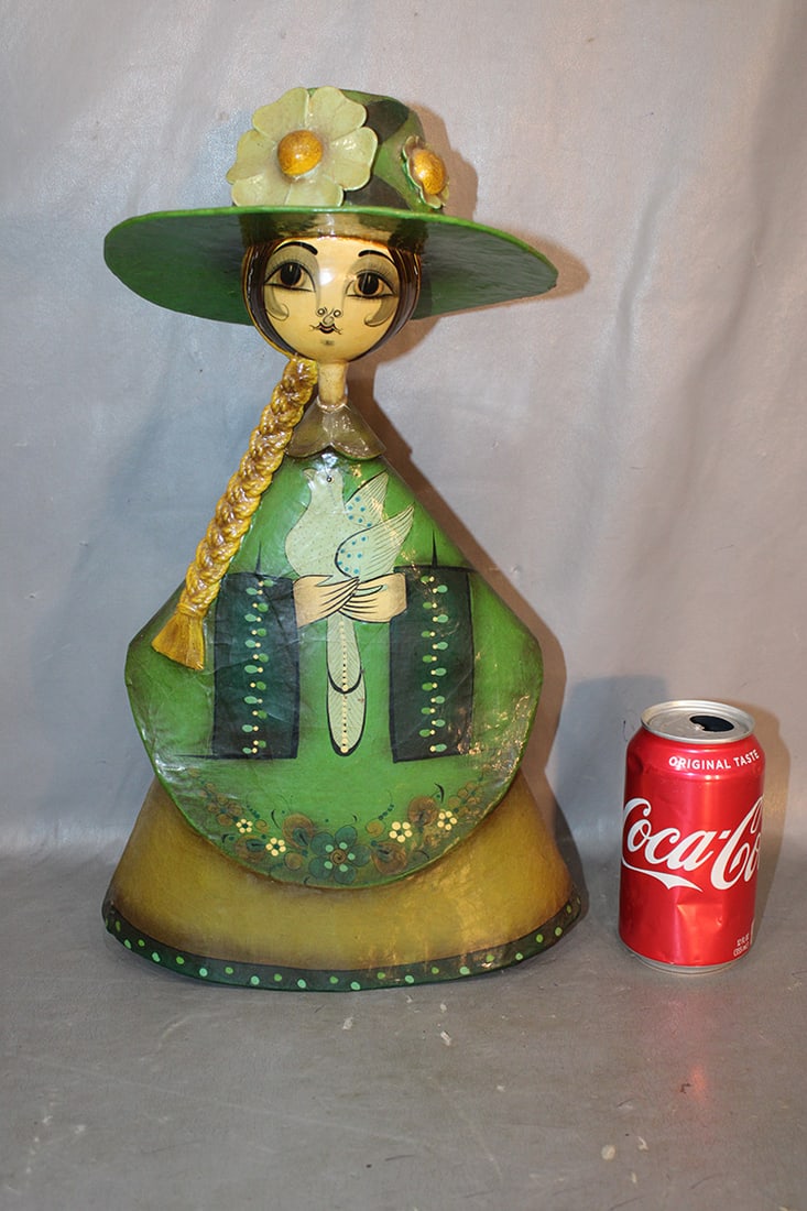 Fine 16" Paper Mache Sermel Tonala Jal. Big Eye Girl Doll. (1 of 3)