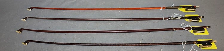 4 Nice 4/4 Violin Bows Including Techler, Bruno, Solo, And Otto Gutter (1 of 3)