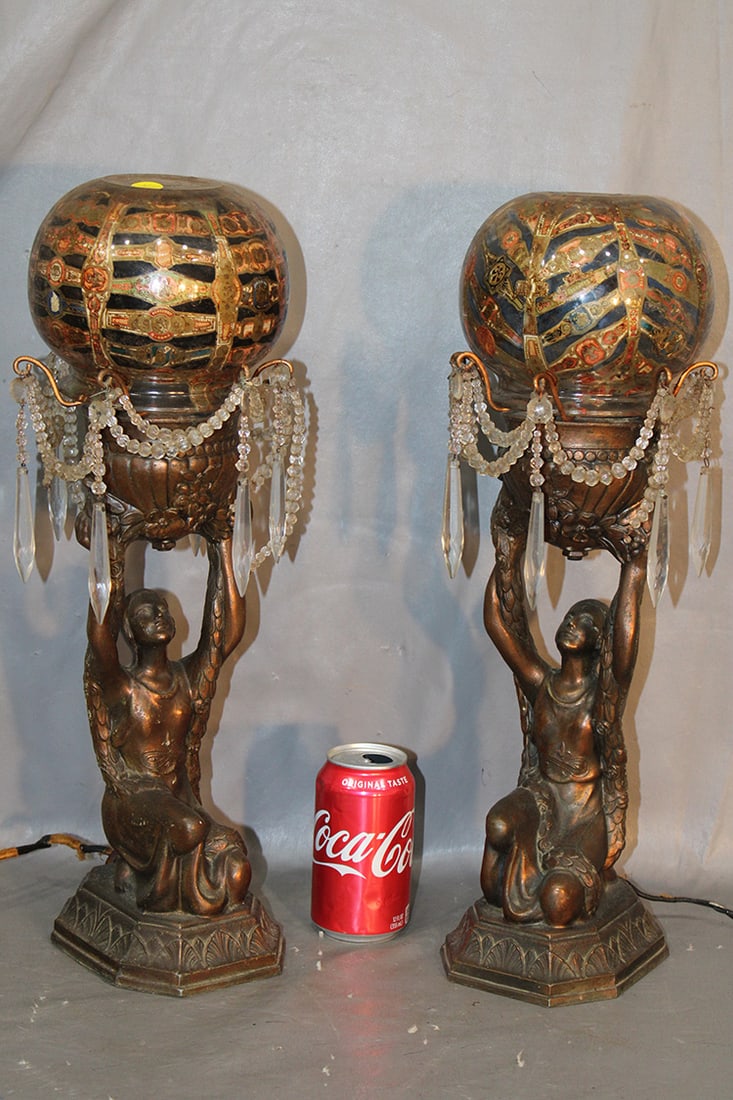 Pair Of Art Deco Style Figural Lamps With Bronze Finish (1 of 4)