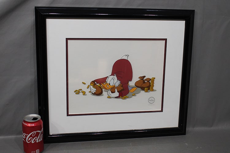 Limited Edition Mickey'S Christmas Carol 1983 (Of Miser Mcduck): Limited edition Mickey's Christmas Carol 1983 (of Miser McDuck). C. O. A. on the back. Estate fresh in nice condition. Size with frame is 21" wide, 18" tall.