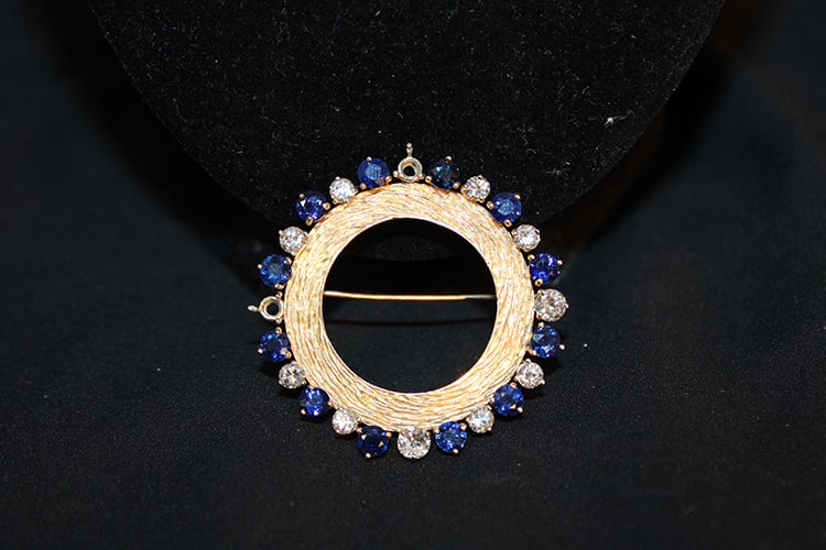 Super Diamond And Sapphire 14K Gold Pin 7.3 Dwt (1 of 3)
