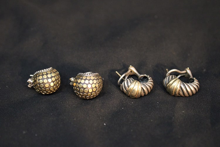 2 Pairs Of Gold And Sterling Earrings 17 Dwt (1) 18K, (1) 14K (1 of 6)